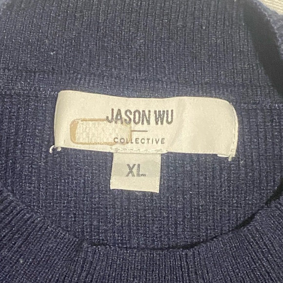 Jason wu collective tie waist mock neck Navy Blue Sweatshirt - Picture 4 of 6
